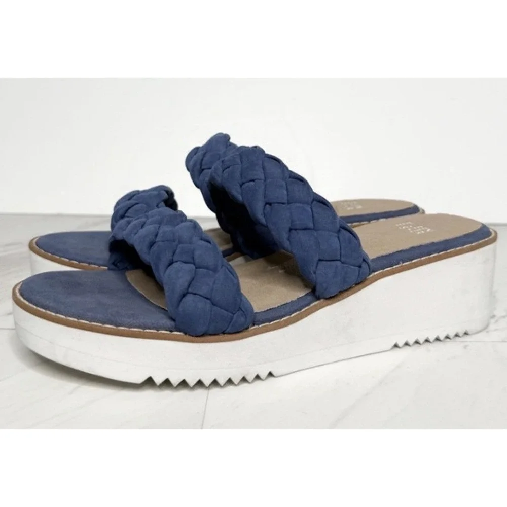 Eileen Fisher Loop‎ Women's Wedge Sandal Blue Size 8 Slide Braided